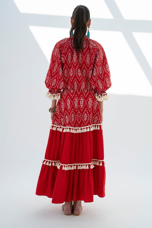 V NECK TASSEL DETAILS DRESS - Barrus London